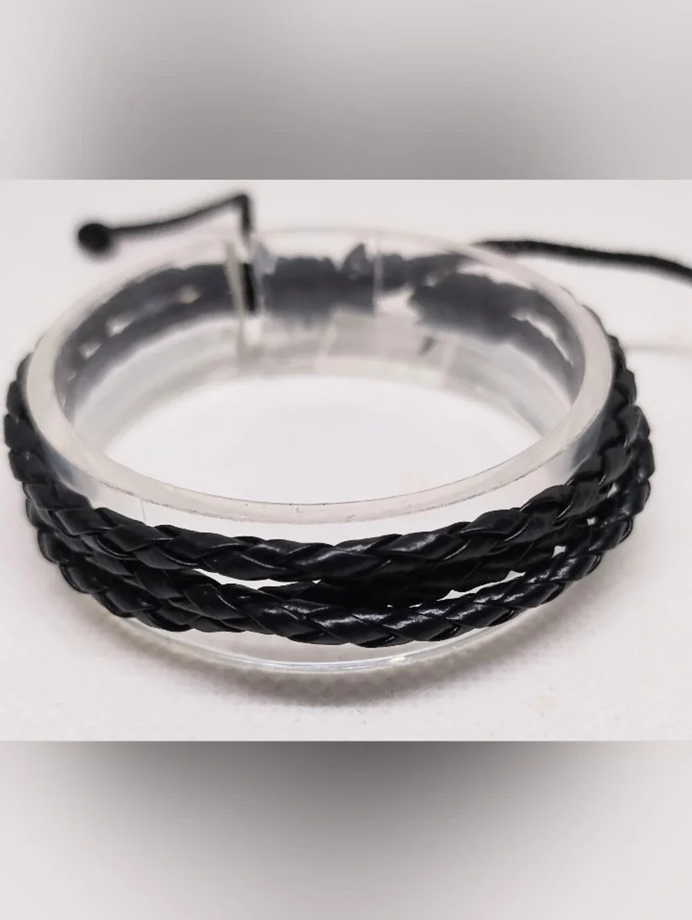 Men's Bracelet‎ Leather Braided Layered Black Jewelry New G18